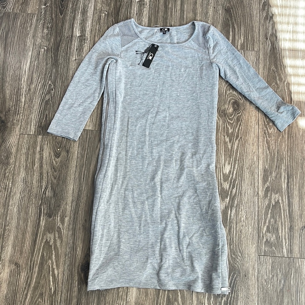 Cable & gauge grey midi body con round neck size small work dress fall dress